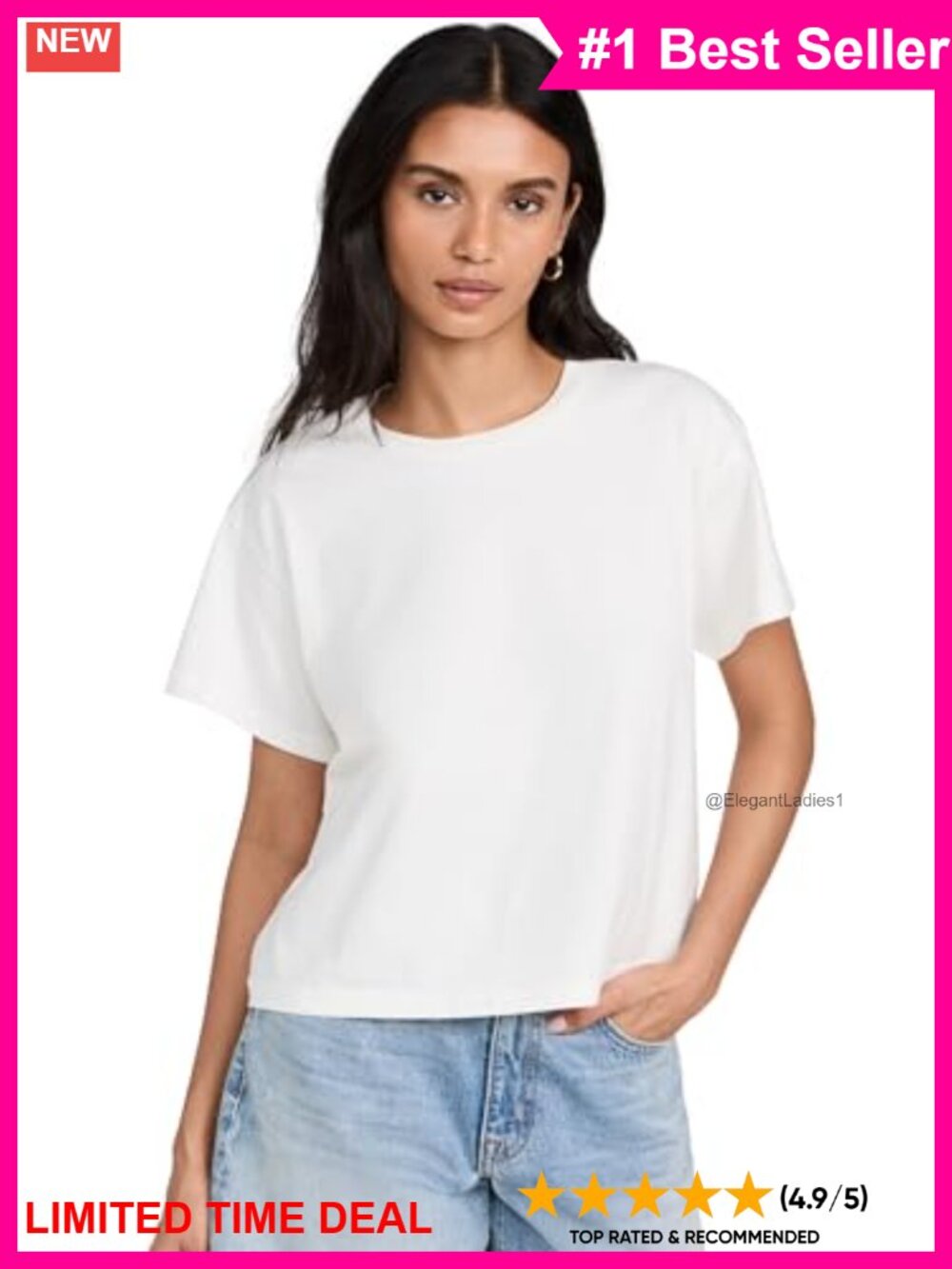 Mid-Weight Jersey Square Tee Boxy Crew Neck Short Sleeve Casual Top